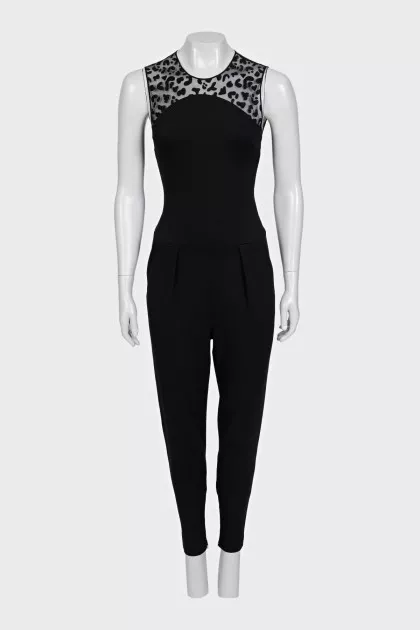 Black jumpsuit with mesh insert