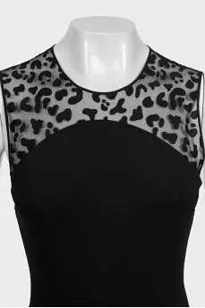 Black jumpsuit with mesh insert