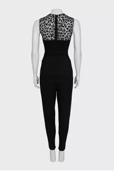 Black jumpsuit with mesh insert