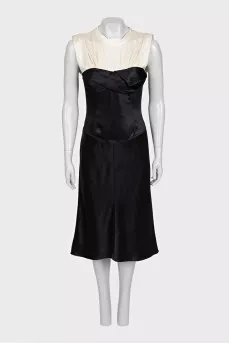 Black and white dress with silk inserts