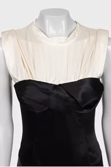 Black and white dress with silk inserts