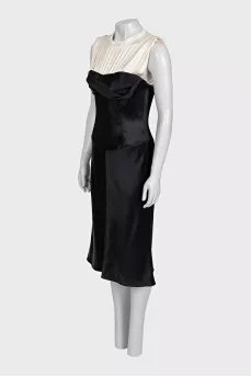 Black and white dress with silk inserts