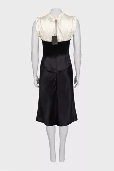 Black and white dress with silk inserts