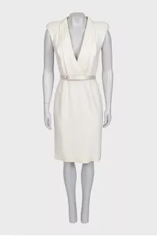 White V-neck dress with tag