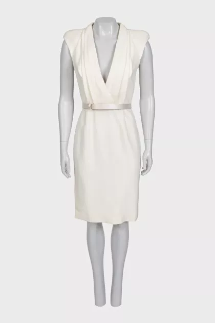White V-neck dress with tag