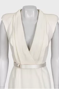 White V-neck dress with tag