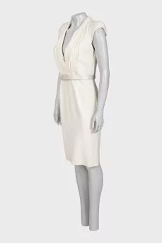 White V-neck dress with tag