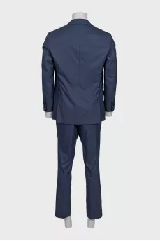 Men's blue wool suit with a single-breasted jacket