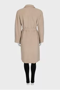 Double-breasted wool and cashmere coat with belt