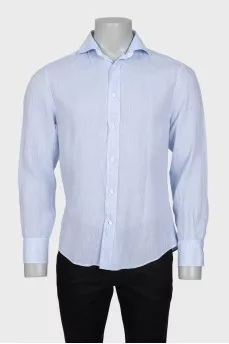 Men's linen slim fit shirt in light blue