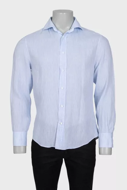 Men's linen slim fit shirt in light blue