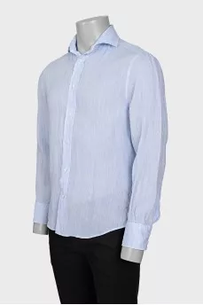 Men's linen slim fit shirt in light blue