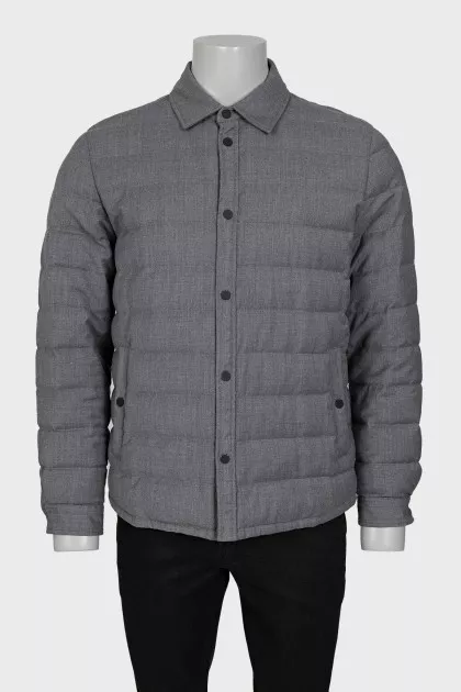 Men's straight-cut wool down jacket