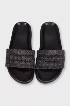 Brown leather weave flip-flops