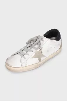 White leather and suede Super-Star sneakers