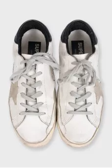 White leather and suede Super-Star sneakers