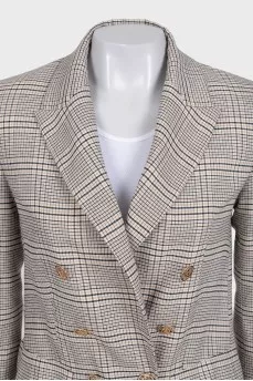 Beige checkered suit with trousers