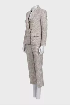 Beige checkered suit with trousers