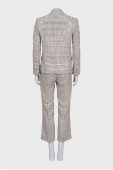 Beige checkered suit with trousers