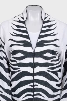 Linen printed blouse with puff sleeves
