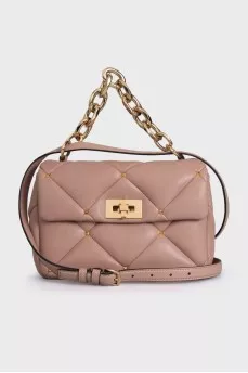 Rockstud Spike Beige Leather Bag