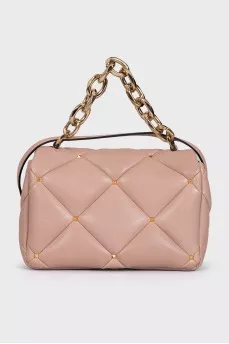 Rockstud Spike Beige Leather Bag