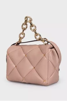 Rockstud Spike Beige Leather Bag