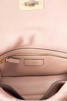 Rockstud Spike Beige Leather Bag