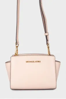 Pink leather handbag with lightning