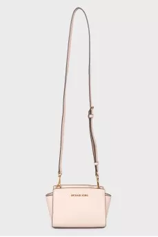 Pink leather handbag with lightning