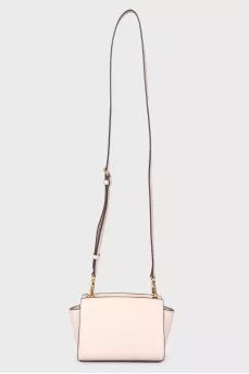 Pink leather handbag with lightning