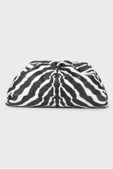 Pouch leather bag in zebra print
