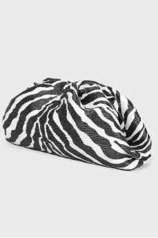 Pouch leather bag in zebra print