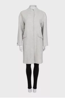 Gray loose-fitting coat with a print