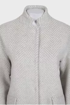Gray loose-fitting coat with a print