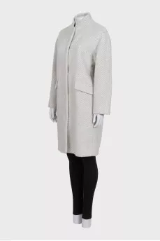 Gray loose-fitting coat with a print