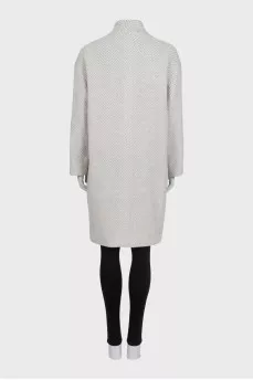 Gray loose-fitting coat with a print