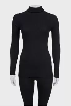 Black ribbed wool turtleneck