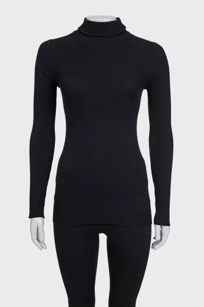 Black ribbed wool turtleneck