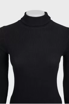 Black ribbed wool turtleneck