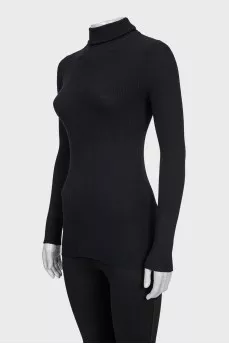 Black ribbed wool turtleneck