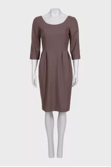 Brown wool dress with a cutout back