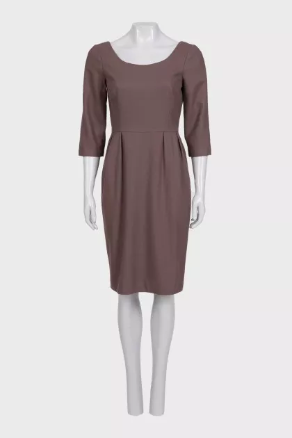 Brown wool dress with a cutout back