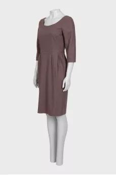 Brown wool dress with a cutout back