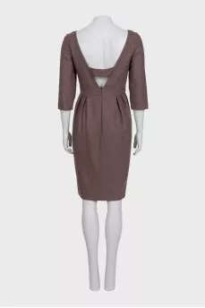 Brown wool dress with a cutout back