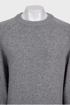 Gray sweater with plaid inserts