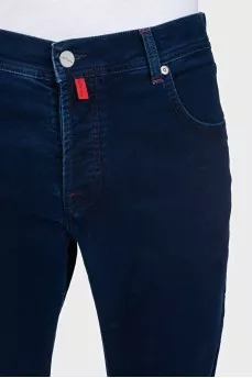 Men's blue straight-leg jeans with buttons
