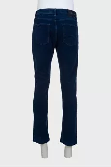 Men's blue straight-leg jeans with buttons