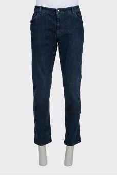 Men's straight-leg jeans in dark blue