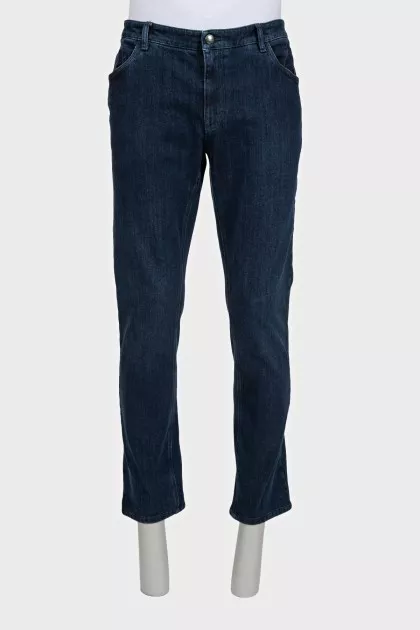 Men's straight-leg jeans in dark blue